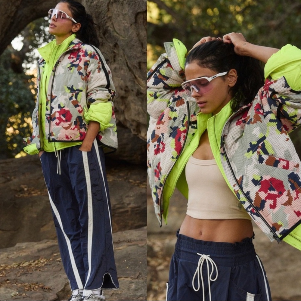 NWT Free People Pippa Packable Puffer Jacket Cross Stitch Floral